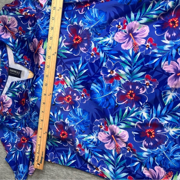Swim 365 Vibrant Blue Floral Women's Blouse size 14 - Picture 7 of 9